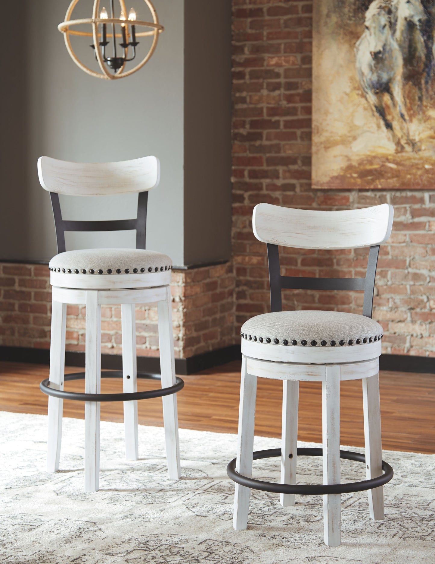 Valebeck -  Tall Upholstered Swivel Barstool