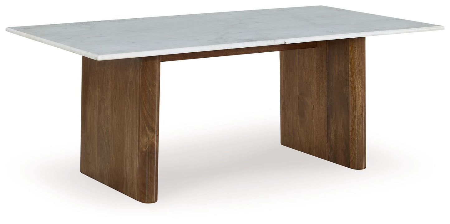 Isanti - Light Brown / White - Rectangular Cocktail Table