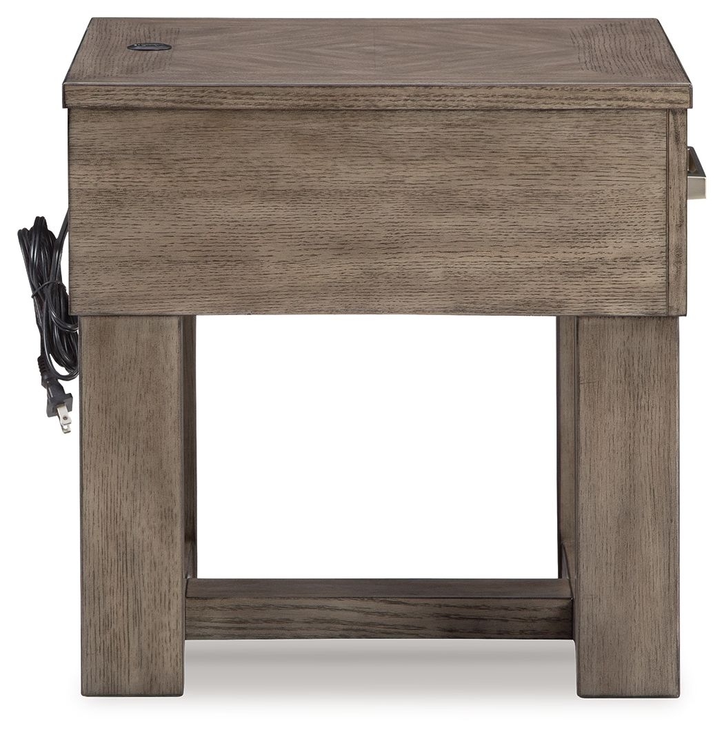 Loyaska - Grayish Brown - Rectangular End Table