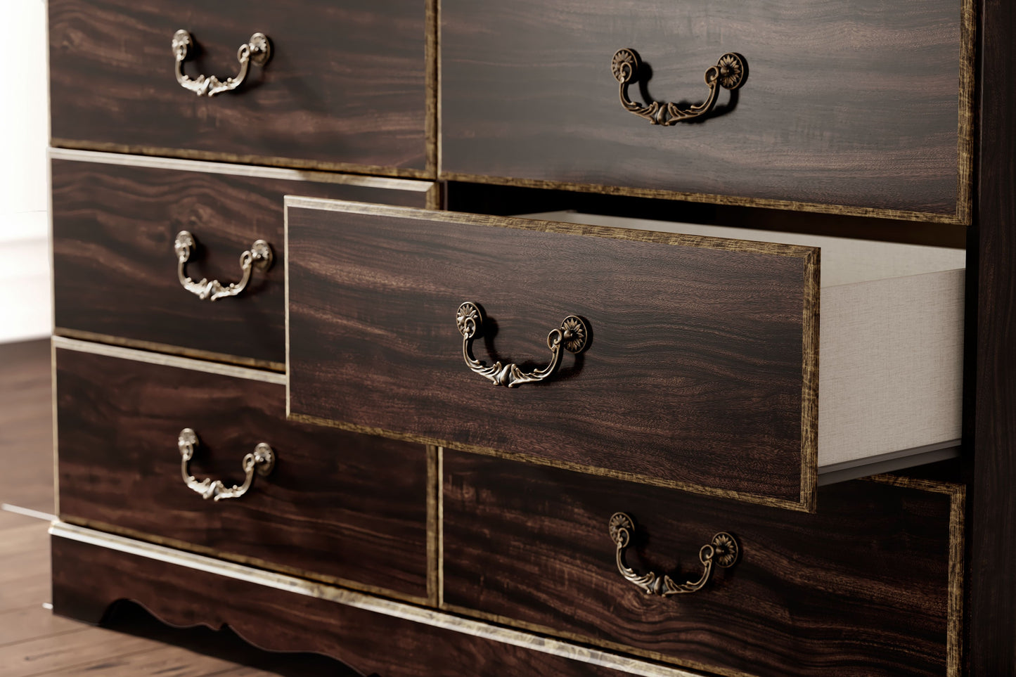 Glosmount - Two-tone - Six Drawer Dresser