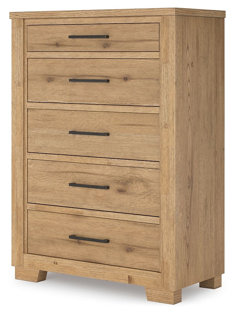 Galliden - Light Brown - Five Drawer Chest