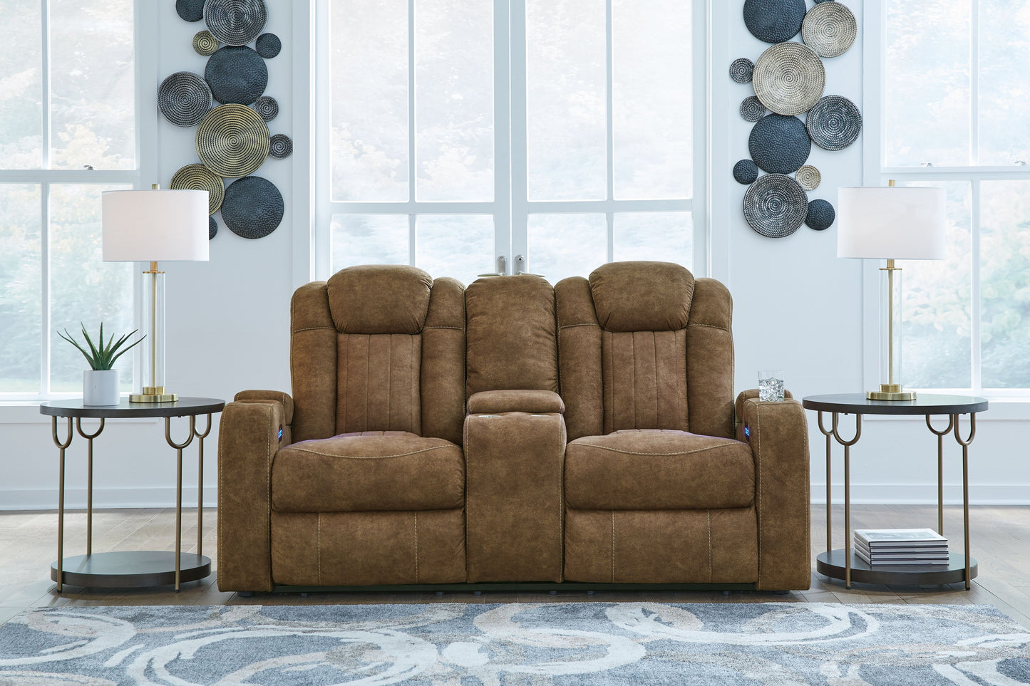 Wolfridge - Brindle - 2 Pc. - Power Reclining Sofa, Power Reclining Loveseat With Console