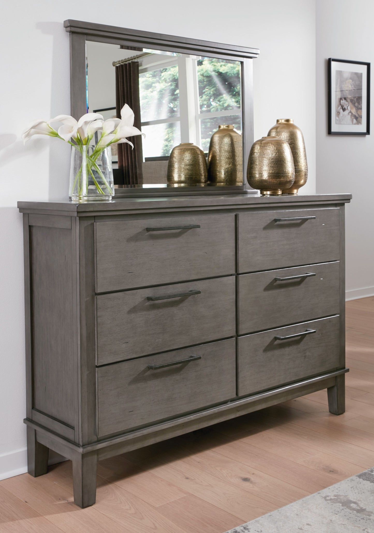 Hallanden - Gray - Dresser, Mirror