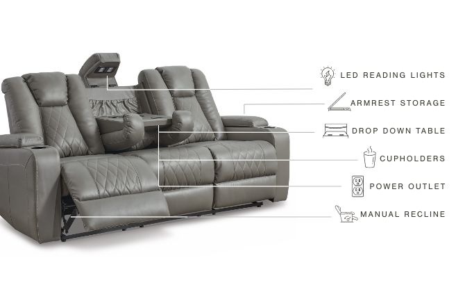 Mancin - Rec Sofa W/Drop Down Table