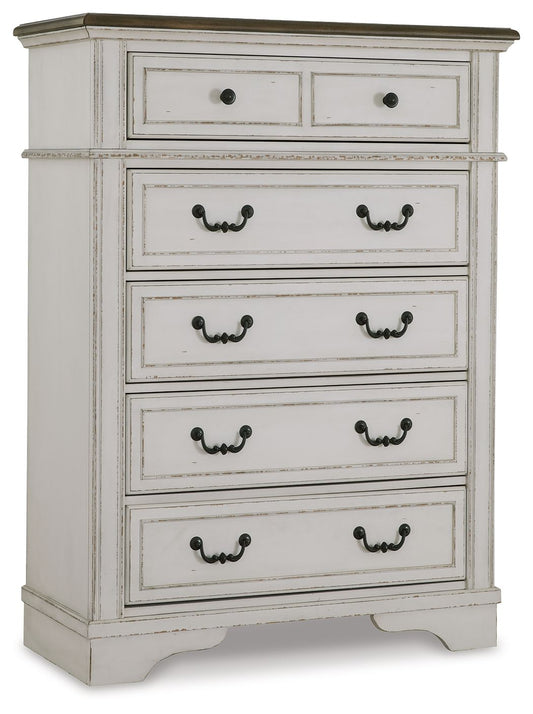 Brollyn - White / Brown / Beige - Five Drawer Chest